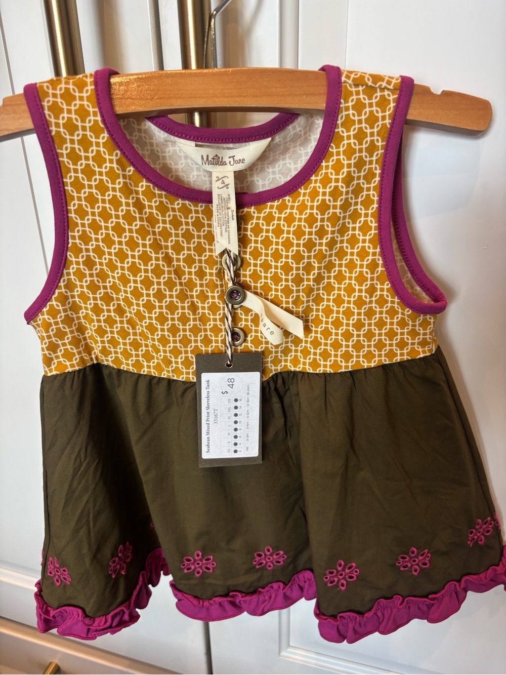 Matilda Jane Yellow Patterned & Olive Tank